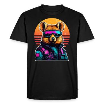 Quokka avec des joues de hamster au coucher du soleil - T-shirt Premium bio Homme - noir - Devant - Nico (187cm)