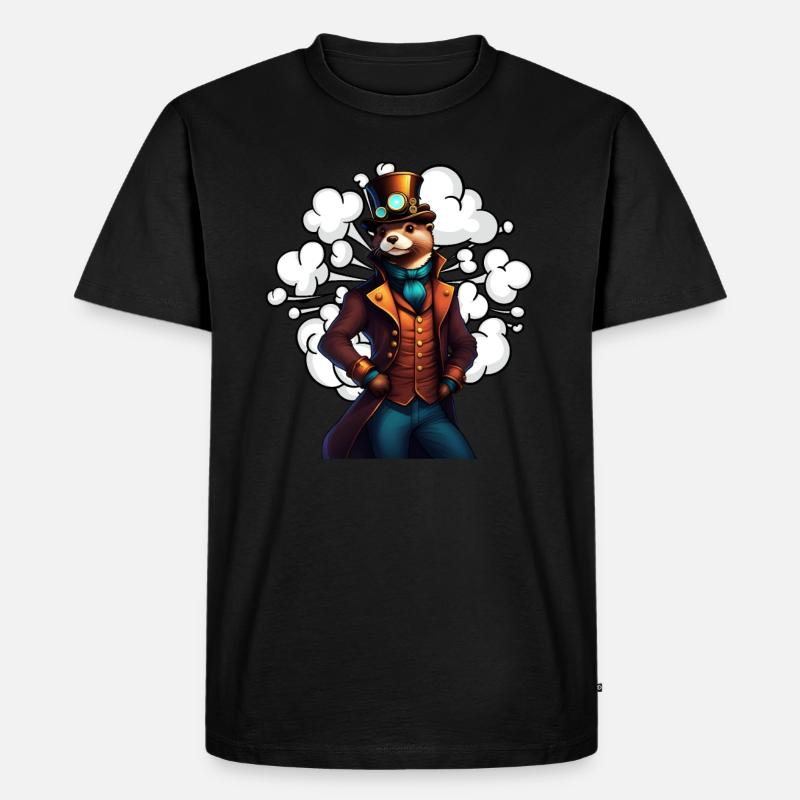 Erfindergeist Otter Steampunk Technikotter - Männer Premium Bio T-Shirt - Schwarz