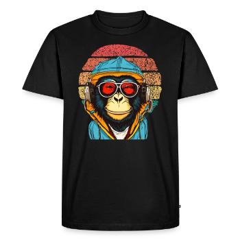 Chill Monkey Lunettes de soleil Chimpanzé détendu - T-shirt Premium bio Homme - noir - Devant - Nico (187cm)