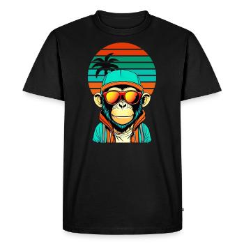 Chimpanzé réfrigéré avec des lunettes de soleil fraîches - T-shirt Premium bio Homme - noir - Devant - Nico (187cm)