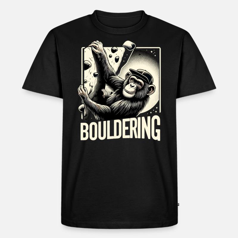 Bouldern Schimpanse Klettern Geschenk - Männer Premium Bio T-Shirt - Schwarz