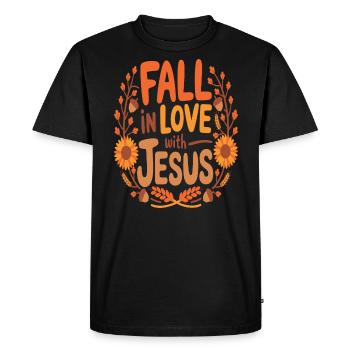 Tomber amoureux de Jésus - T-shirt Premium bio Homme - noir - Devant - Nico (187cm)