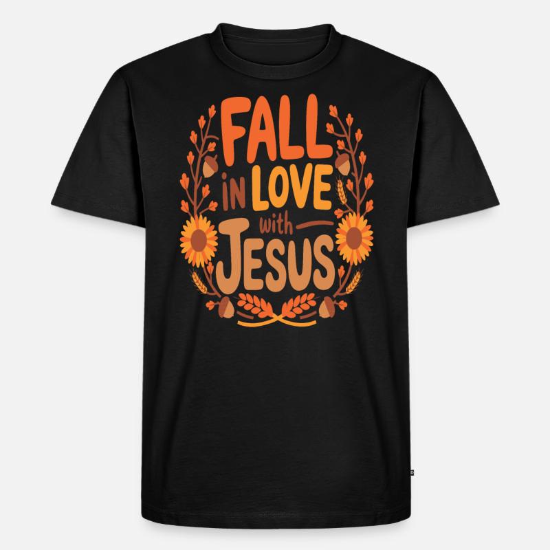 Fall in Love with Jesus - Männer Premium Bio T-Shirt - Schwarz