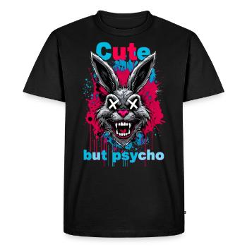 Lapin mignon mais psychique - T-shirt Premium bio Homme - noir - Devant - Nico (187cm)
