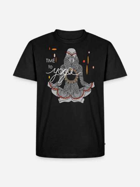 time to yoga - Männer Premium Bio T-Shirt - Schwarz