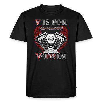 V comme Valentine, conception de moto V-Twin - T-shirt Premium bio Homme - noir - Devant - Nico (187cm)
