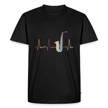Heartbeat Saxophone - T-shirt Premium bio Homme - noir - Devant - Nico (187cm)