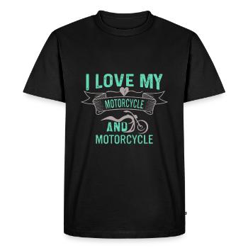 J’adore ma moto et la moto - T-shirt Premium bio Homme - noir - Devant - Nico (187cm)