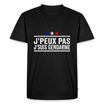 J'peux pas j'suis Gendarme Cadeau Humour - T-shirt Premium bio Homme - noir - Devant - Nico (187cm)