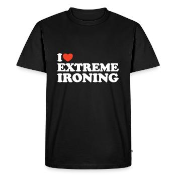 I love Extreme Ironing Heart Shirt - Men's Premium Organic T-Shirt - black - Front - Nico (187cm)