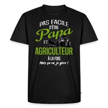 papa agriculteur - T-shirt Premium bio Homme - noir - Devant - Nico (187cm)