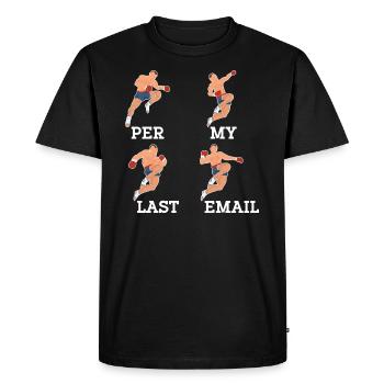 Sarcastique selon mon dernier collègue de courriel - T-shirt Premium bio Homme - noir - Devant - Nico (187cm)