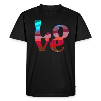Police,Rétro,Coloré,Typo,Abstrait,Coloré - T-shirt Premium bio Homme - noir - Devant - Nico (187cm)