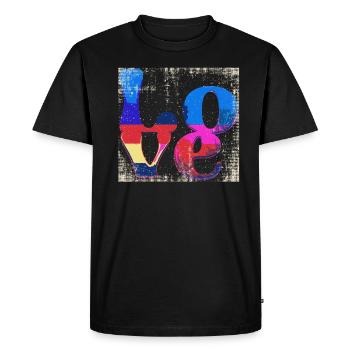 love,retro,typo,letter,vintage,bunt - Men's Premium Organic T-Shirt - black - Front - Nico (187cm)