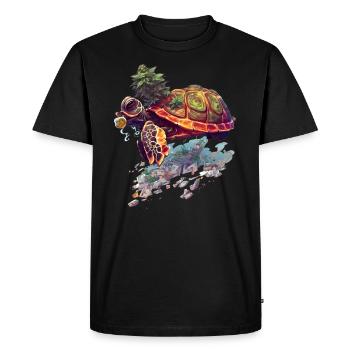 Funny Turtle Shirt - Men's Premium Organic T-Shirt - black - Front - Nico (187cm)