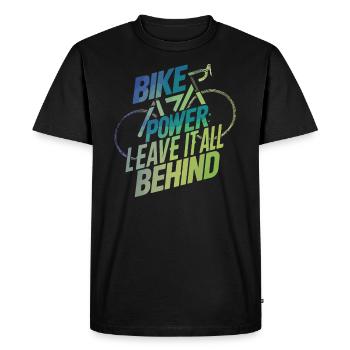 La puissance du vélo - laissez tout derrière vous - T-shirt Premium bio Homme - noir - Devant - Nico (187cm)