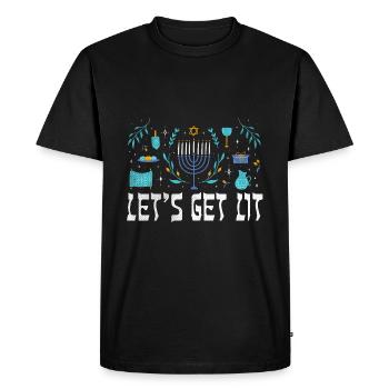 Obtenez la lumière juive de Noël juive Juif Hanoukka Modèle - T-shirt Premium bio Homme - noir - Devant - Nico (187cm)
