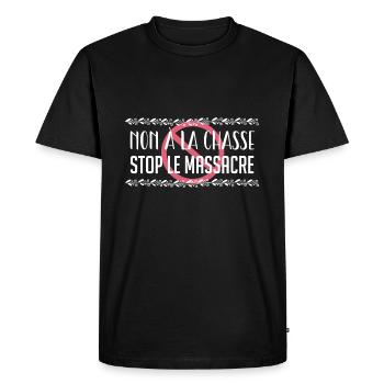Non à la Chasse - T-shirt Premium bio Homme - noir - Devant - Nico (187cm)