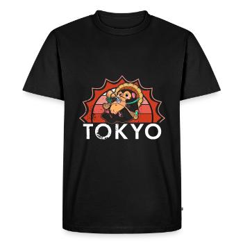 chien raton laveur chien raton laveur Enok Japon - T-shirt Premium bio Homme - noir - Devant - Nico (187cm)
