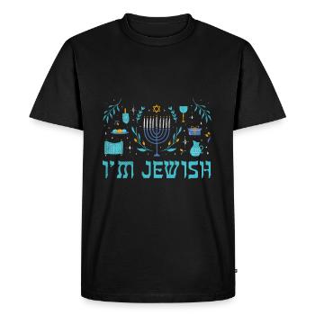 Je suis juif Noël Joyeux modèle de Hanoukka - T-shirt Premium bio Homme - noir - Devant - Nico (187cm)