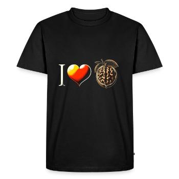 I love walnuts - Men's Premium Organic T-Shirt - black - Front - Nico (187cm)