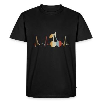 Cerises battement de cœur - T-shirt Premium bio Homme - noir - Devant - Nico (187cm)