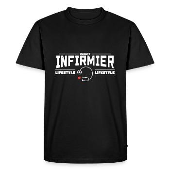 Infirmier | Infirmier Cadeau | Infirmier Passionné - T-shirt Premium bio Homme - noir - Devant - Nico (187cm)