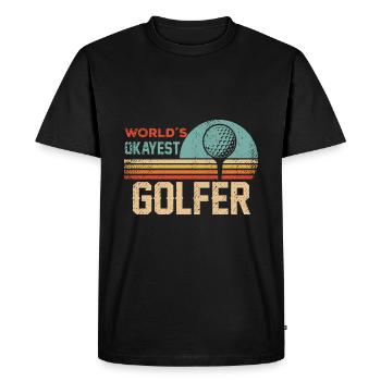 Retro Golfer Design - Golf - Men's Premium Organic T-Shirt - black - Front - Nico (187cm)