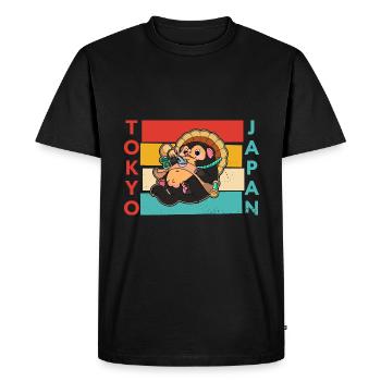 chien raton laveur chien raton laveur Enok Japon - T-shirt Premium bio Homme - noir - Devant - Nico (187cm)
