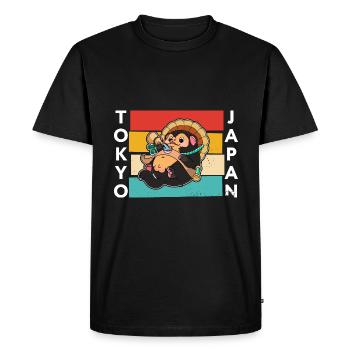 chien raton laveur chien raton laveur Enok Japon - T-shirt Premium bio Homme - noir - Devant - Nico (187cm)