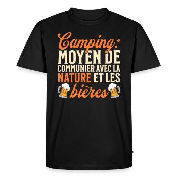Humour Camping Nature Et Bières - T-shirt Premium bio Homme - noir - Devant - Nico (187cm)
