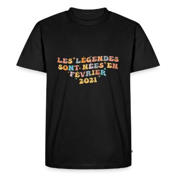 Les légendes sont nées Février 2021 | Femme Cadeau - T-shirt Premium bio Homme - noir - Devant - Nico (187cm)