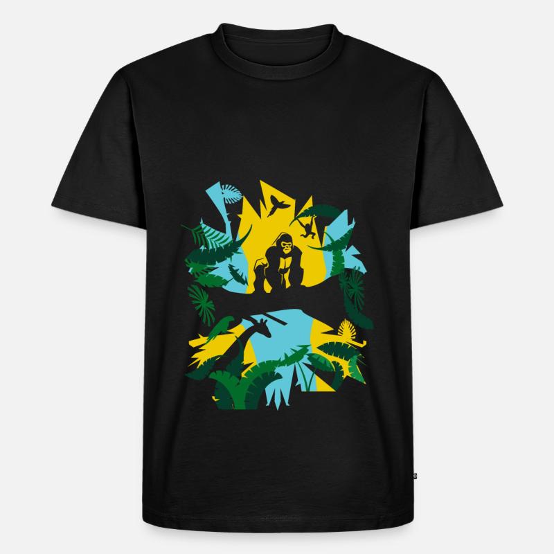 Dschungel Gorilla - Männer Premium Bio T-Shirt - Schwarz