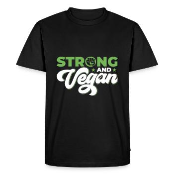 Strong and Vegan - Men's Premium Organic T-Shirt - black - Front - Nico (187cm)