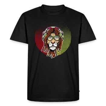 Rastafarian lion - Men's Premium Organic T-Shirt - black - Front - Nico (187cm)