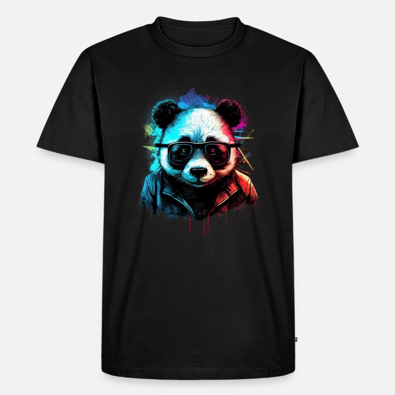 Futuristischer Panda - Männer Premium Bio T-Shirt - Schwarz
