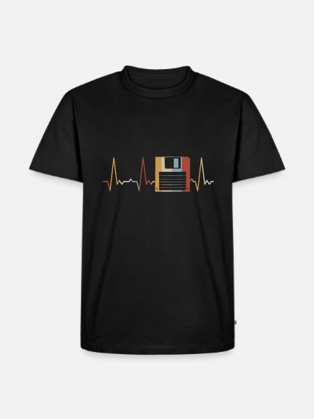 Heartbeat floppy disk - Men's Premium Organic T-Shirt - black