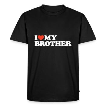 J’aime mon frère T-shirt cœur - T-shirt Premium bio Homme - noir - Devant - Nico (187cm)