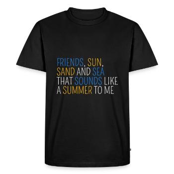 Amis, soleil, sable et mer, c’est l’été - T-shirt Premium bio Homme - noir - Devant - Nico (187cm)