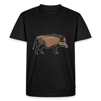 Sanglier - Sanglier - Chasse - Chasseur - T-shirt Premium bio Homme - noir - Devant - Nico (187cm)
