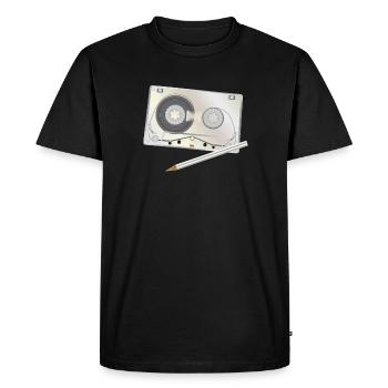 Cassette Tape Pencil Mixtape - T-shirt Premium bio Homme - noir - Devant - Nico (187cm)
