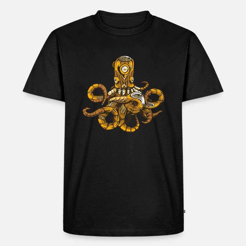 Octopus Steampunk - Männer Premium Bio T-Shirt - Schwarz