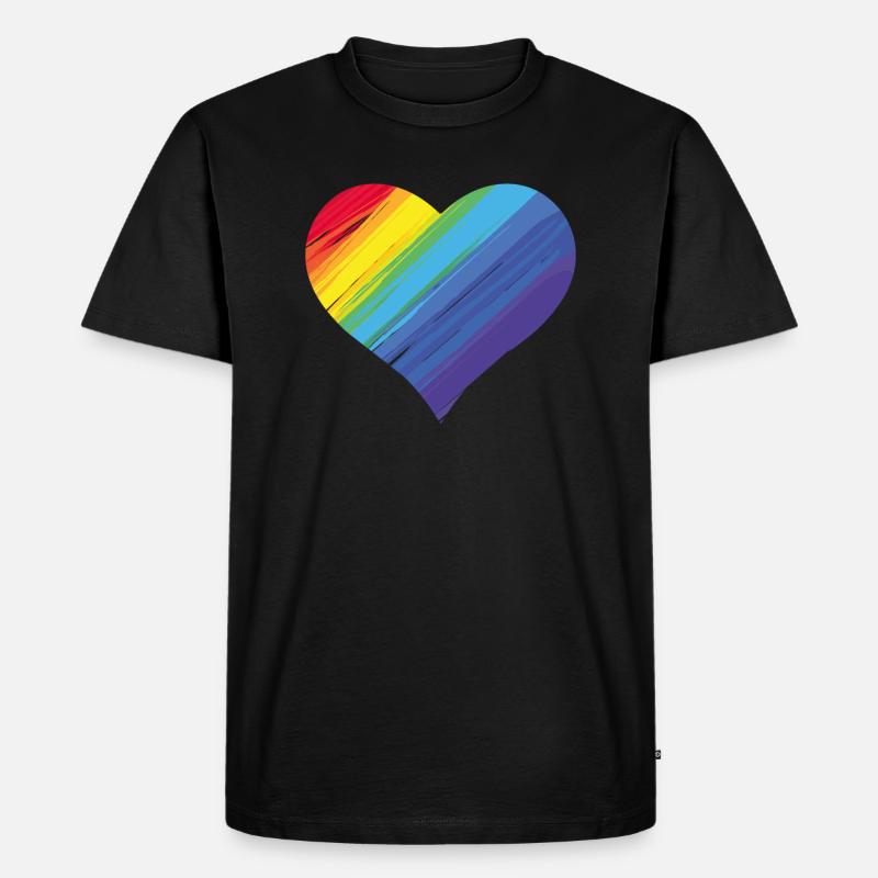 Regenbogenherz - Männer Premium Bio T-Shirt - Schwarz