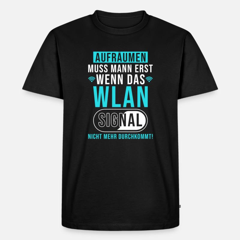 Wlan Lustiger Spruch - Männer Premium Bio T-Shirt - Schwarz
