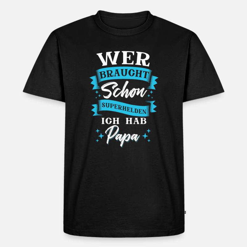 Papa Superheld - Männer Premium Bio T-Shirt - Schwarz