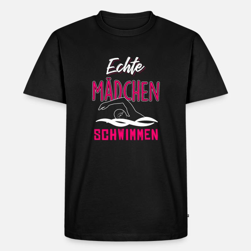 Echte Mädchen schwimmen - Männer Premium Bio T-Shirt - Schwarz