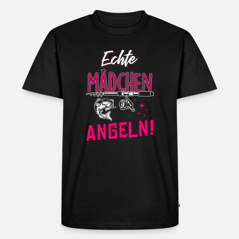 Echte Mädchen Angeln - Männer Premium Bio T-Shirt - Schwarz