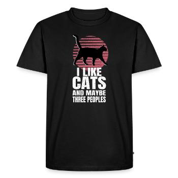 J’aime les cats et maybe three people - T-shirt Premium bio Homme - noir - Devant - Nico (187cm)
