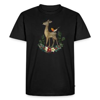 Motif de la forêt de cerfs - T-shirt Premium bio Homme - noir - Devant - Nico (187cm)
