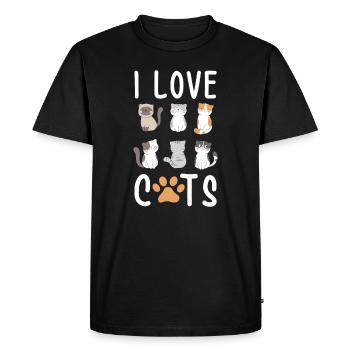 J'aime les chats j'aime les chats - T-shirt Premium bio Homme - noir - Devant - Nico (187cm)